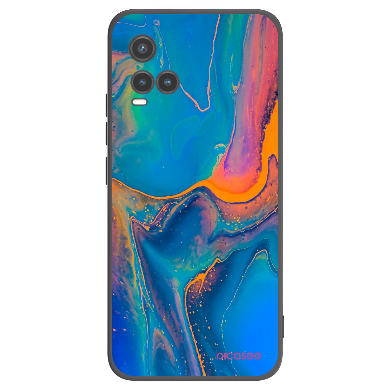 Picasee Vivo Y33s Hülle - Schwarzes Silikon - Rainbow
