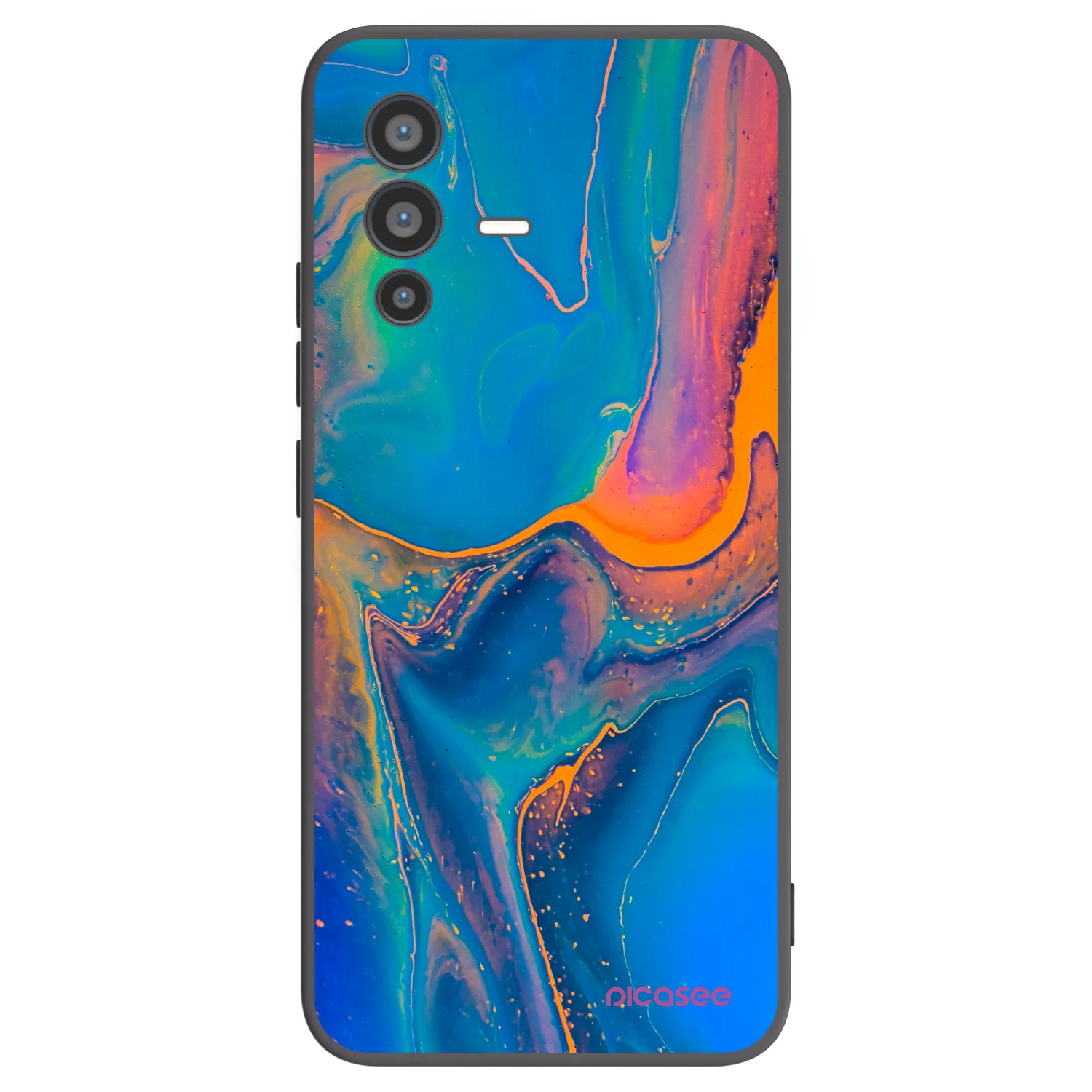 Picasee Vivo V23 5G Hülle - Schwarzes Silikon - Rainbow