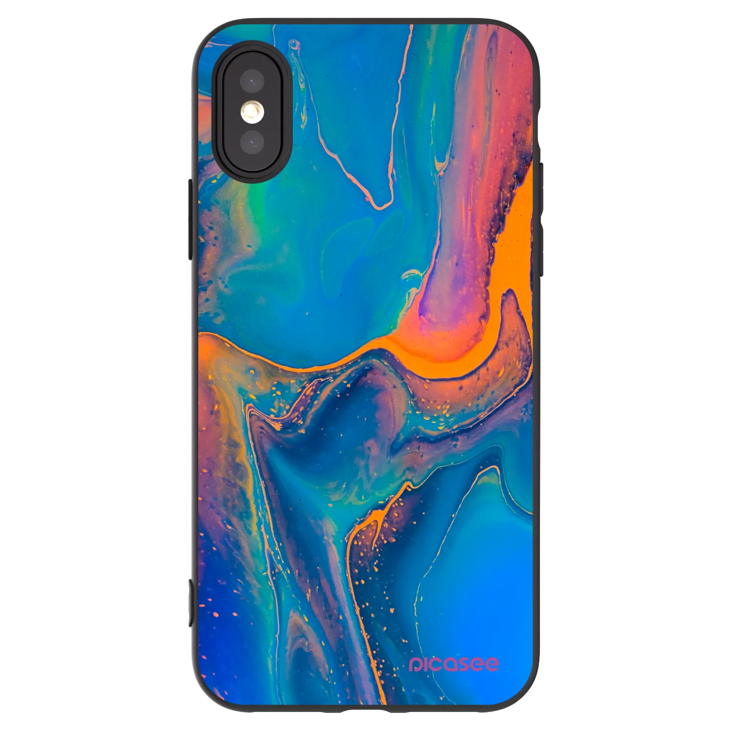 Picasee Apple iPhone X/XS Hülle - Schwarzes Silikon - Rainbow