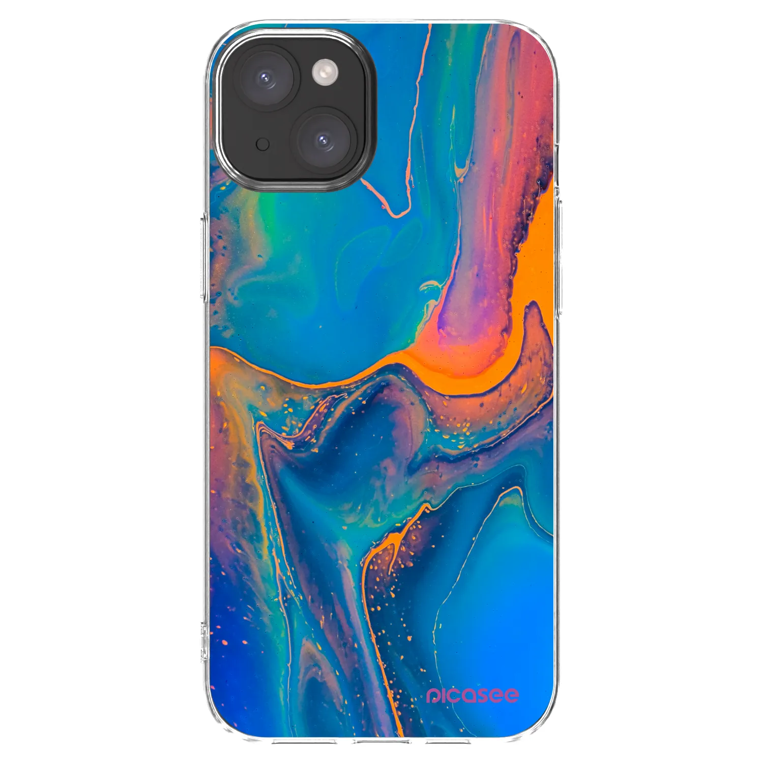 Picasee Apple iPhone 15 Plus Hülle - Transparentes Silikon - Rainbow