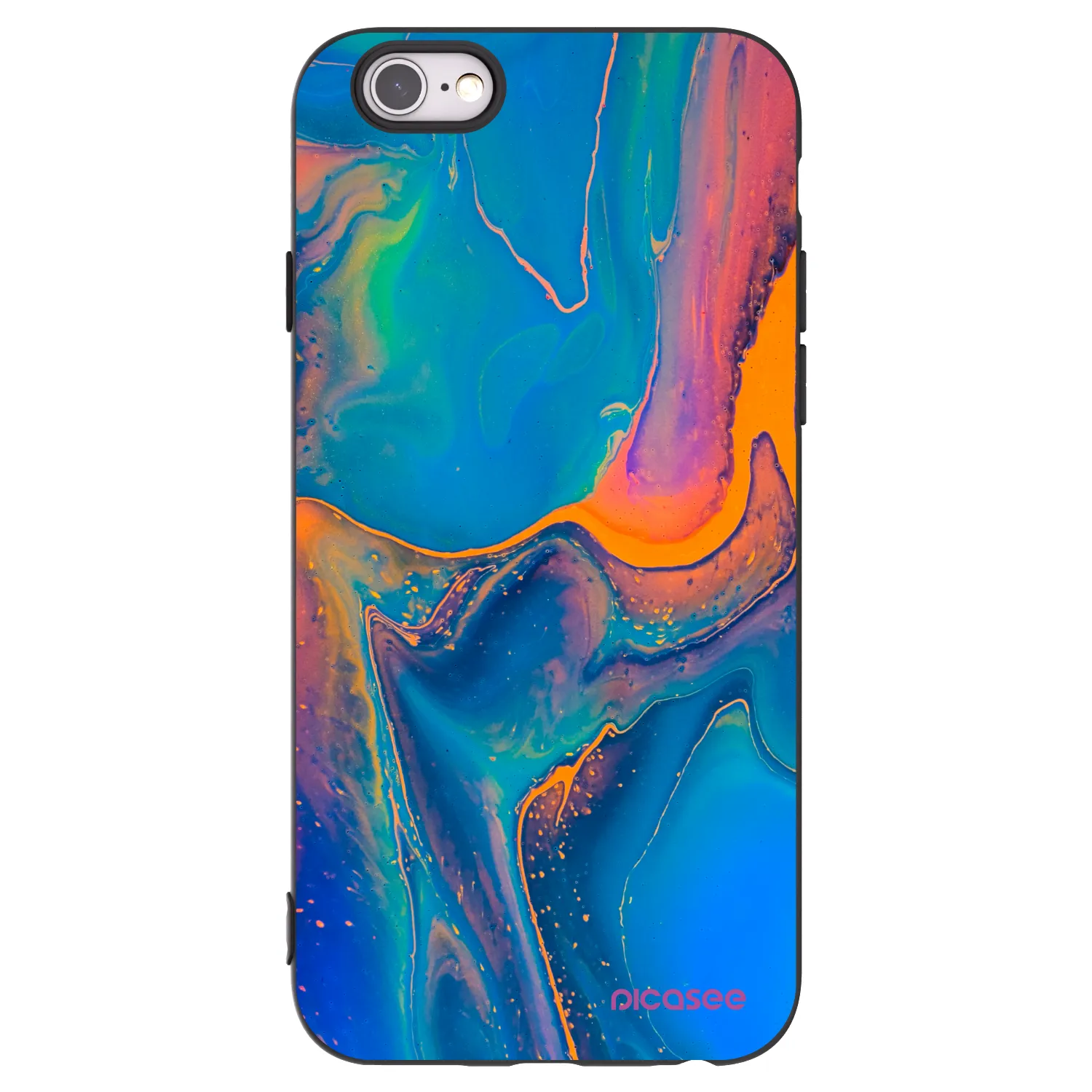 Picasee Apple iPhone 6/6S Hülle - Schwarzes Silikon - Rainbow