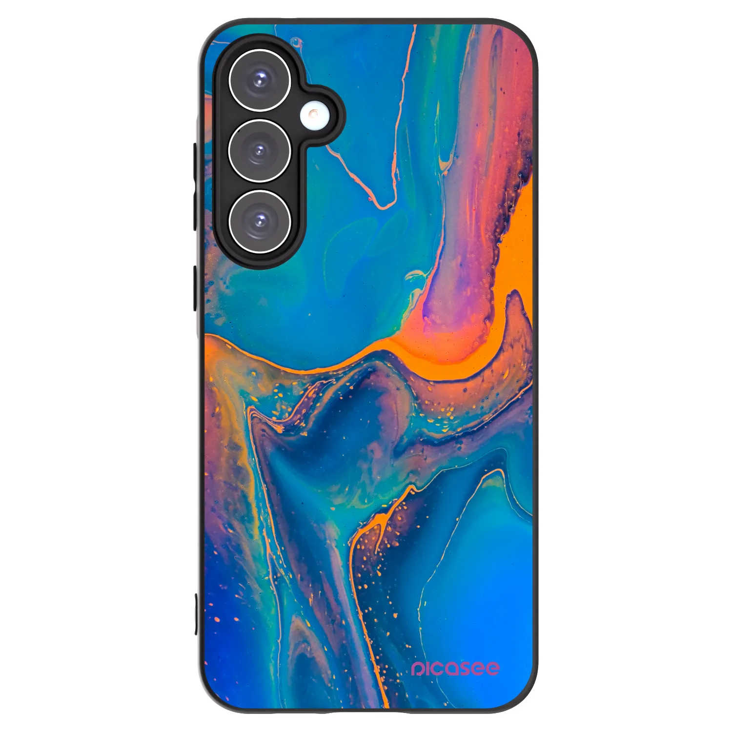 Picasee Samsung Galaxy A55 5G A556B Hülle - Schwarzes Silikon - Rainbow