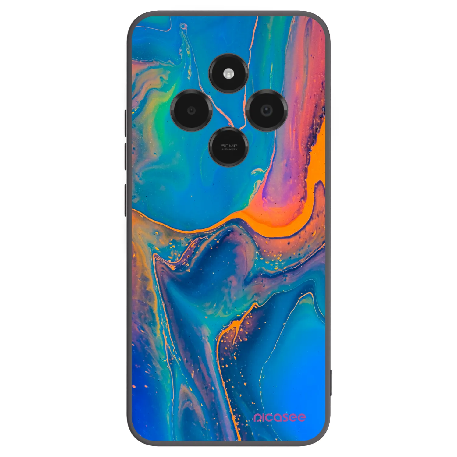 Picasee Xiaomi Poco C75 Hülle - Schwarzes Silikon - Rainbow