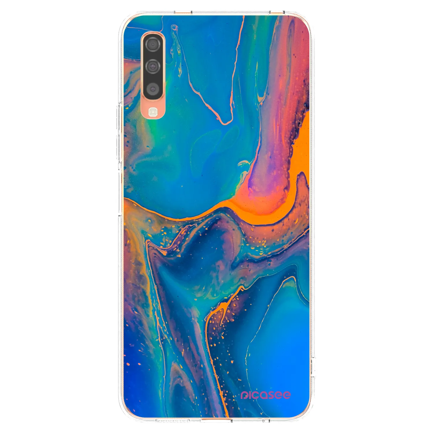 Picasee Samsung Galaxy A70 A705F Hülle - Transparentes Silikon - Rainbow