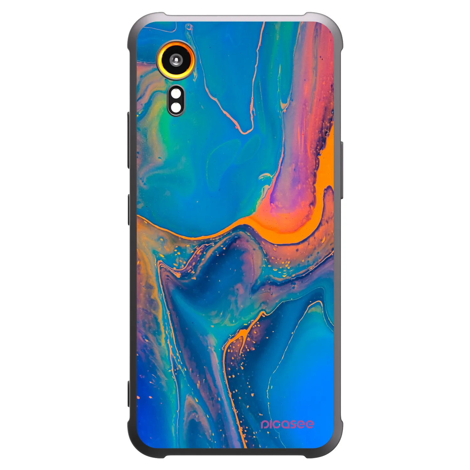 Picasee Samsung Galaxy Xcover 7 Hülle - Schwarzes Silikon - Rainbow