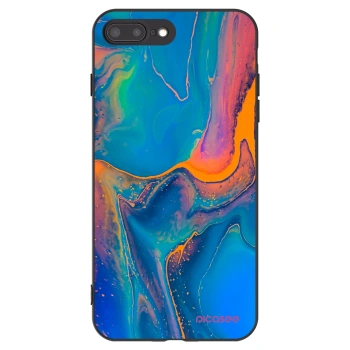 Picasee Apple iPhone 8 Plus Hülle - Schwarzes Silikon - Rainbow