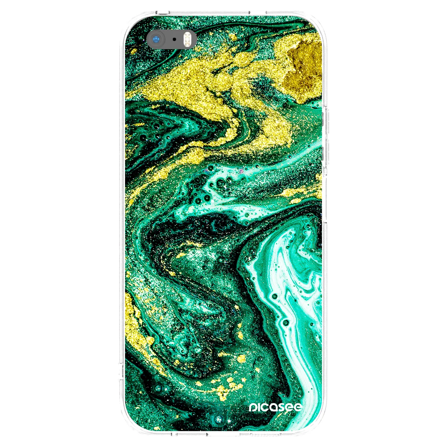 Picasee Apple iPhone 5/5S/SE Hülle - Transparentes Silikon - Green Gold
