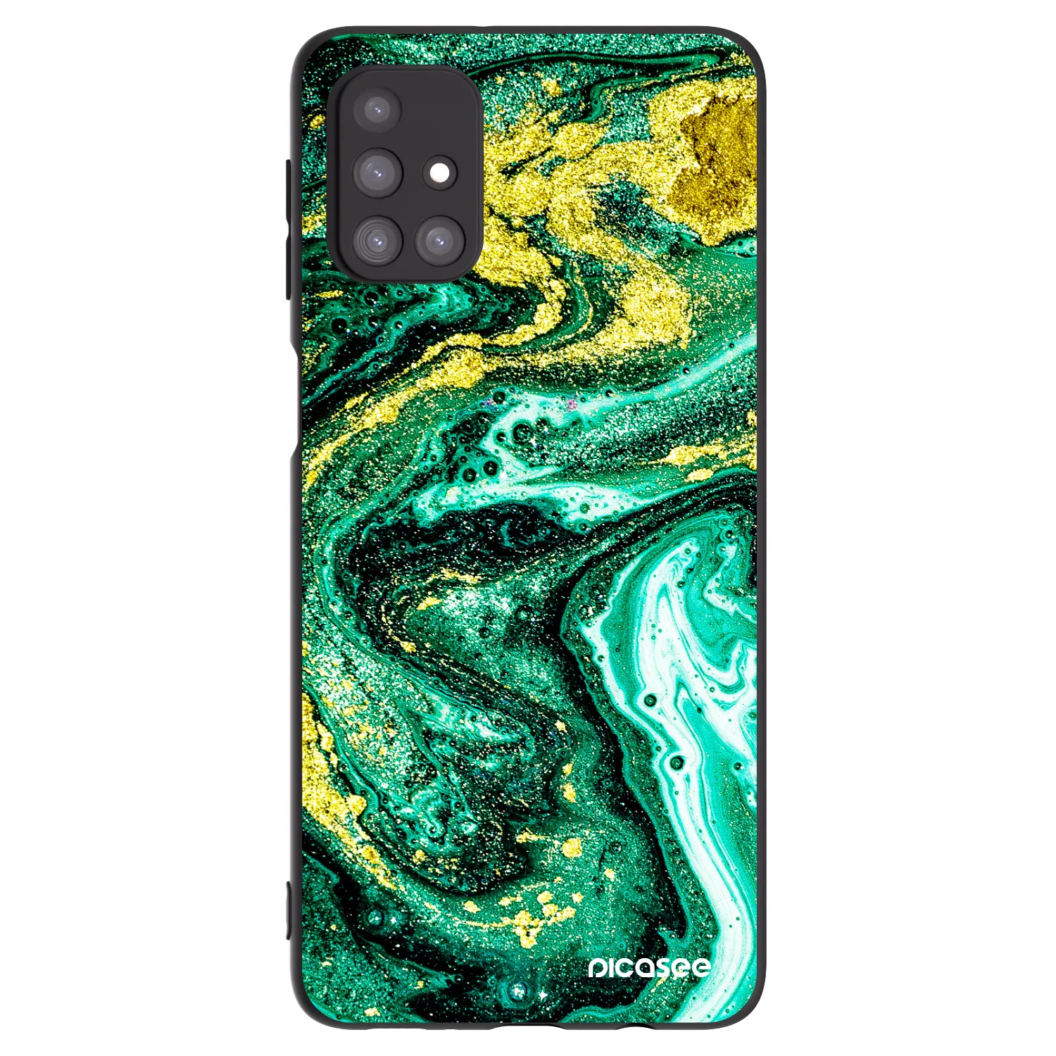Picasee Samsung Galaxy M31s Hülle - Schwarzes Silikon - Green Gold
