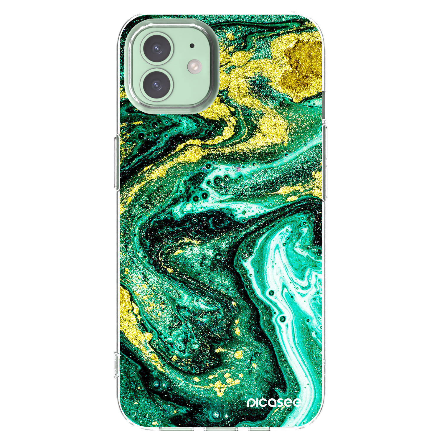 Picasee Apple iPhone 12 Hülle - Transparentes Silikon - Green Gold