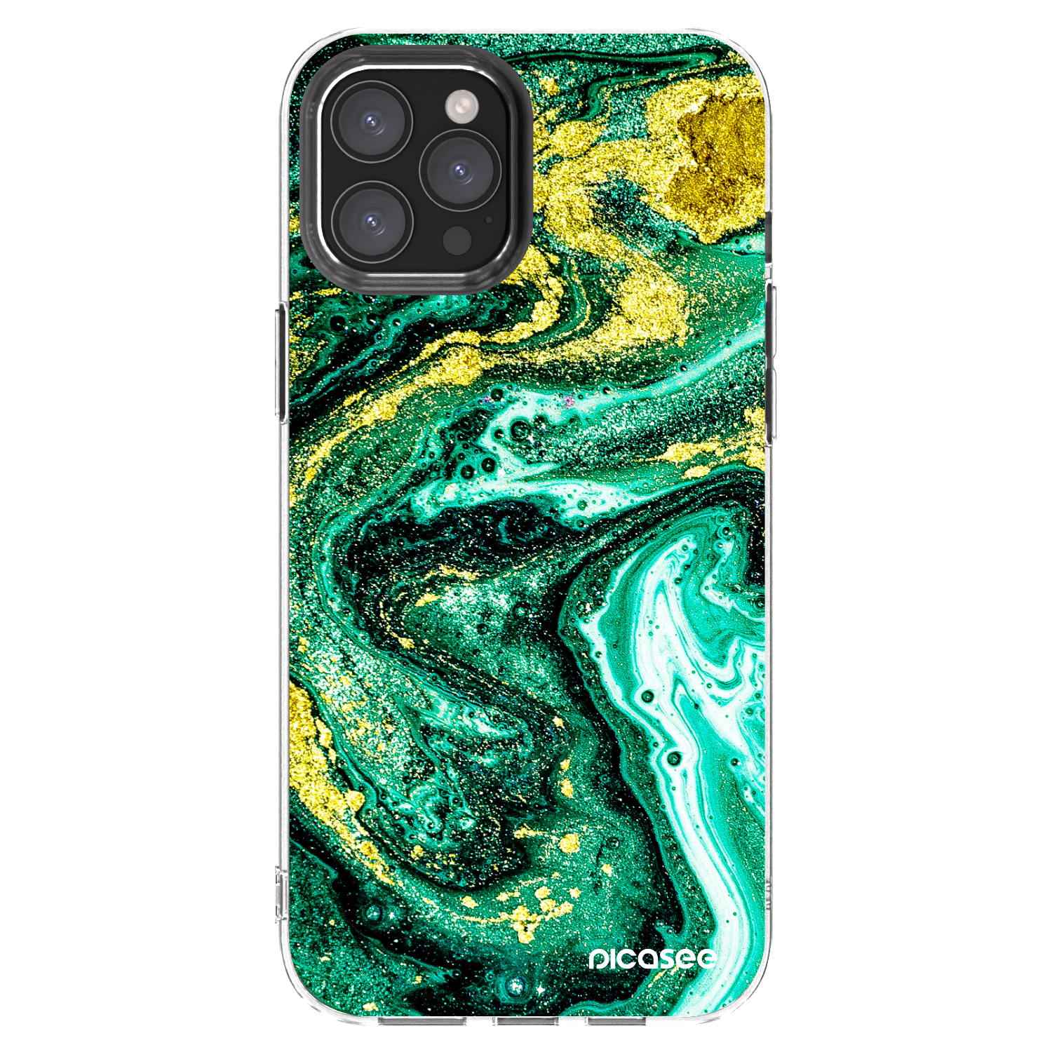 Picasee Apple iPhone 12 Pro Max Hülle - Transparentes Silikon - Green Gold