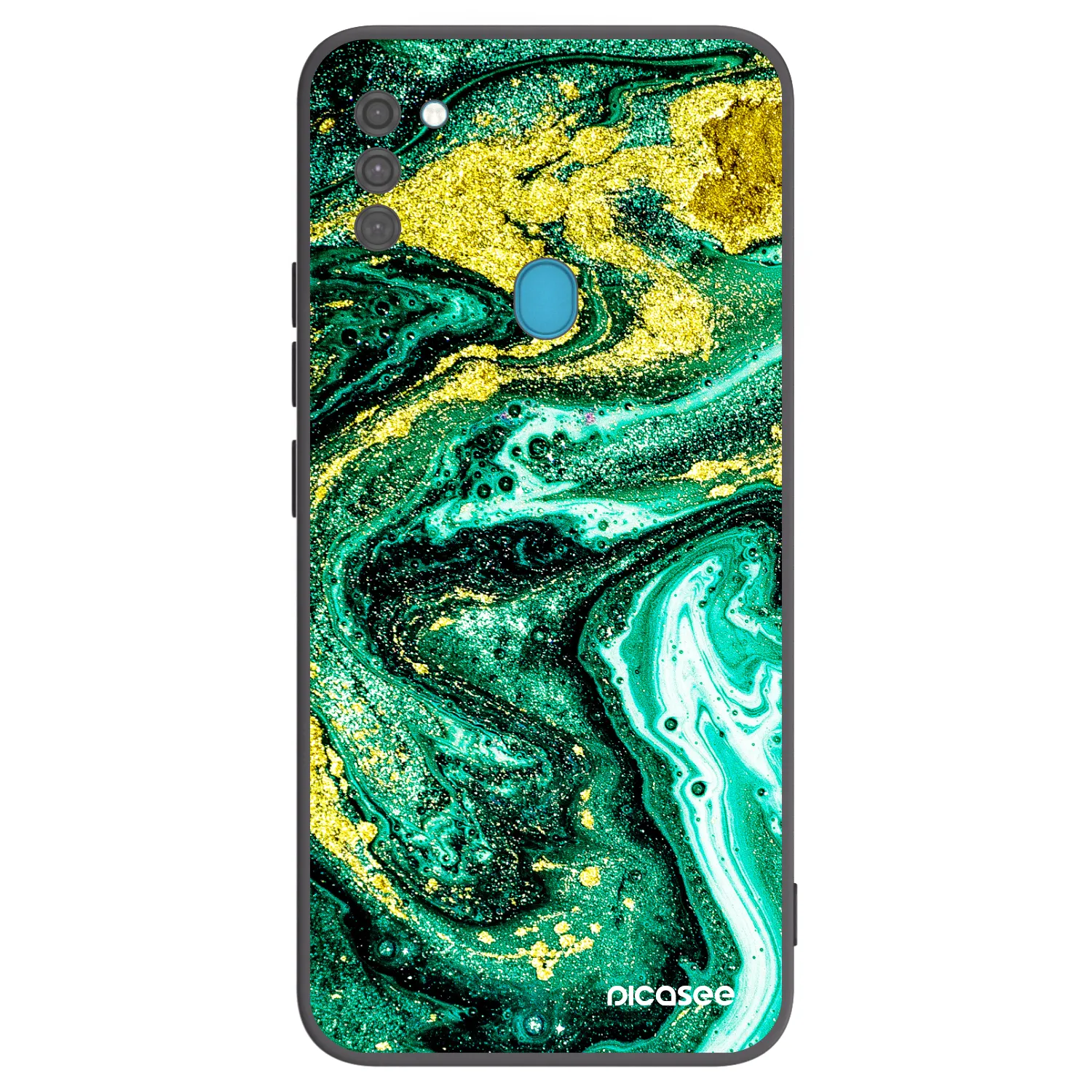 Picasee Samsung Galaxy M11 Hülle - Schwarzes Silikon - Green Gold