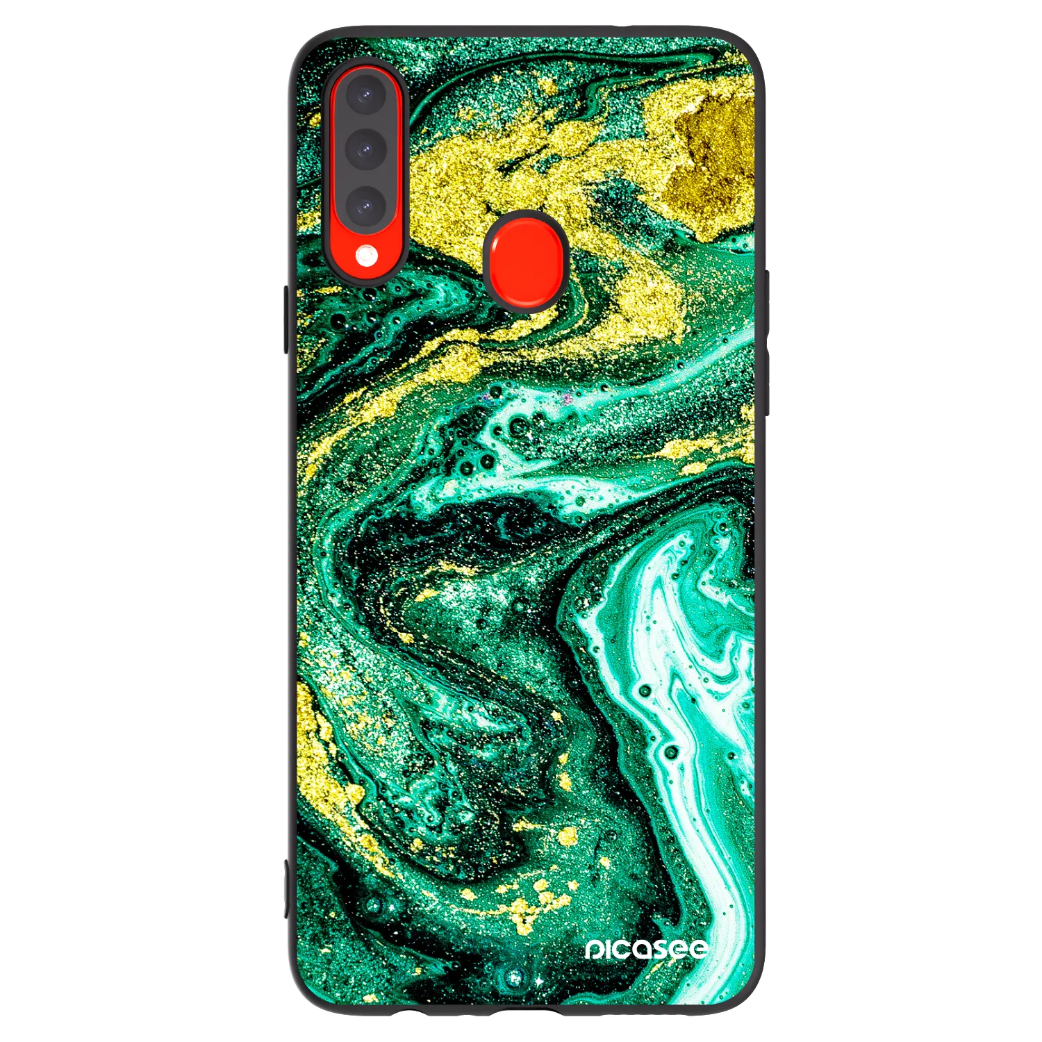 Picasee Samsung Galaxy A20s Hülle - Schwarzes Silikon - Green Gold