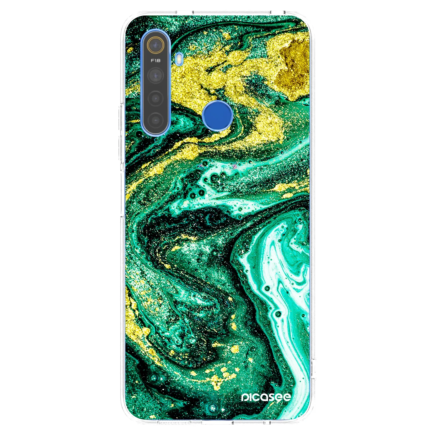 Picasee Realme 5 Hülle - Transparentes Silikon - Green Gold