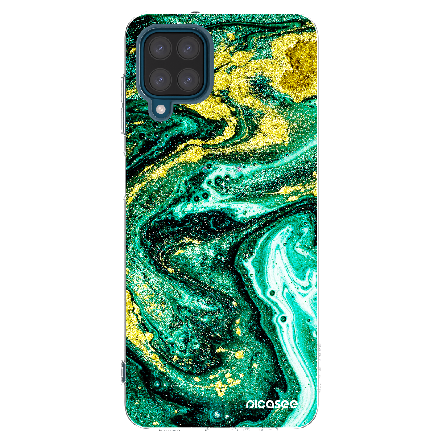 Picasee Samsung Galaxy A12 A125F Hülle - Transparentes Silikon - Green Gold