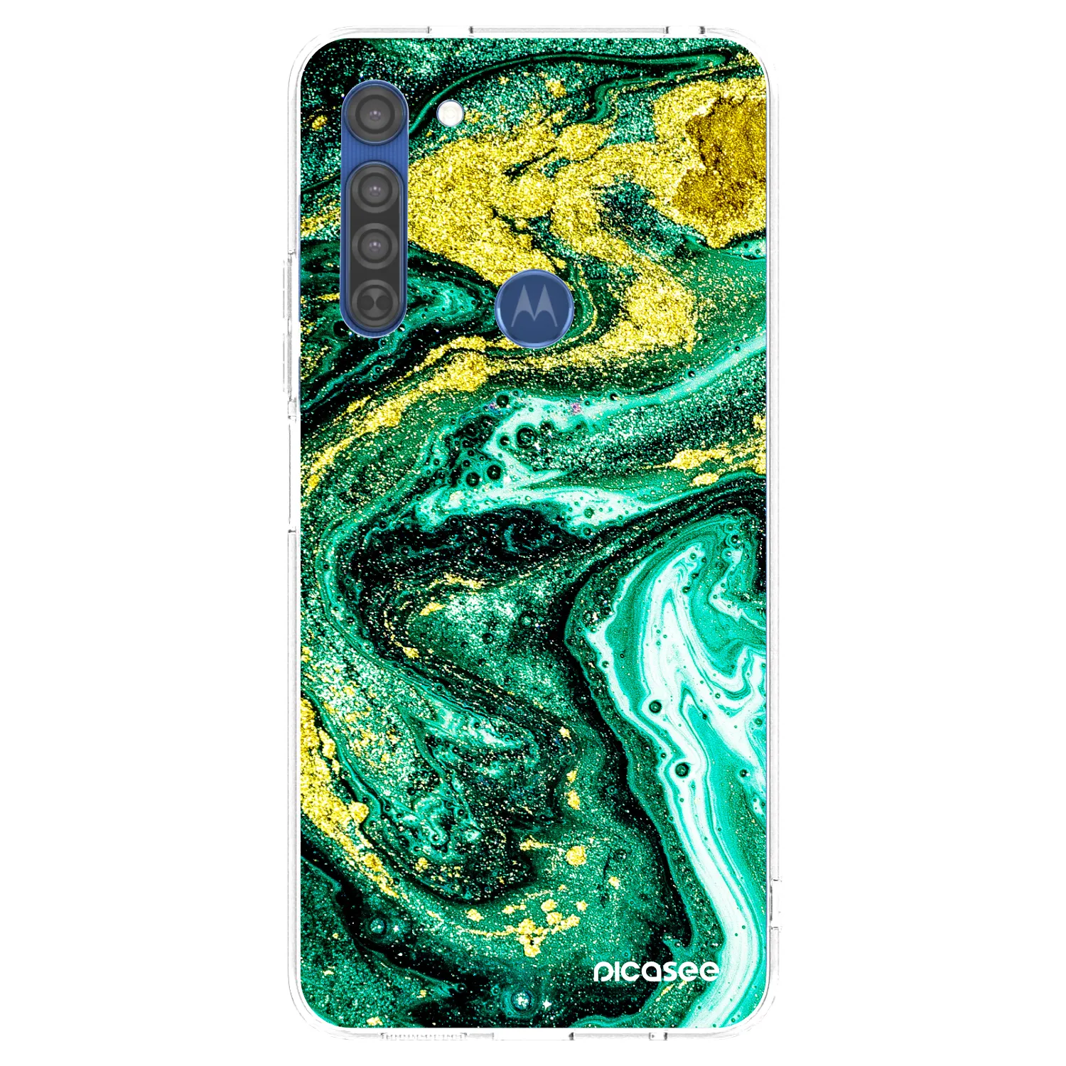 Picasee Motorola Moto G8 Hülle - Transparentes Silikon - Green Gold