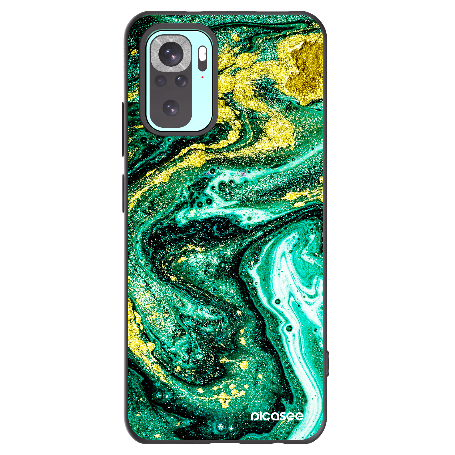 Picasee Xiaomi Redmi Note 10 Pro Hülle - Schwarzes Silikon - Green Gold