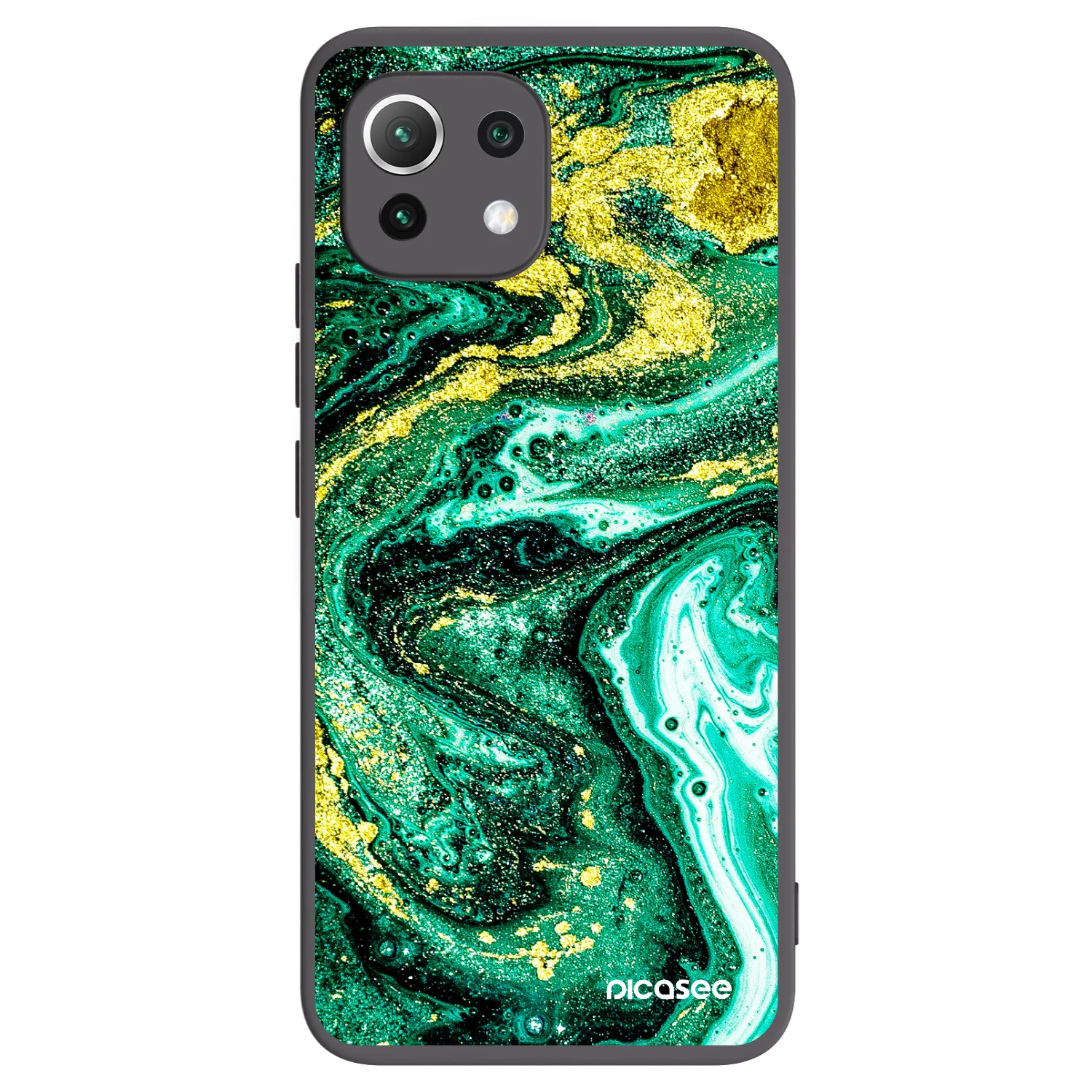 Picasee Xiaomi Mi 11 Lite Hülle - Schwarzes Silikon - Green Gold