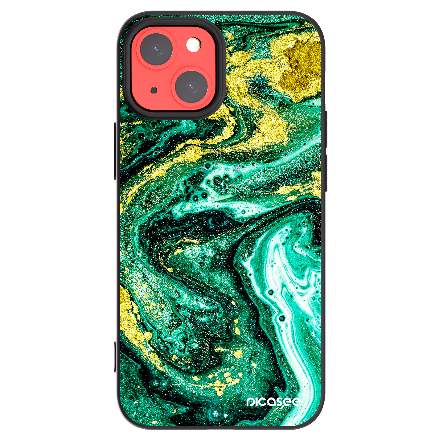 Picasee Apple iPhone 13 mini Hülle - Schwarzes Silikon - Green Gold