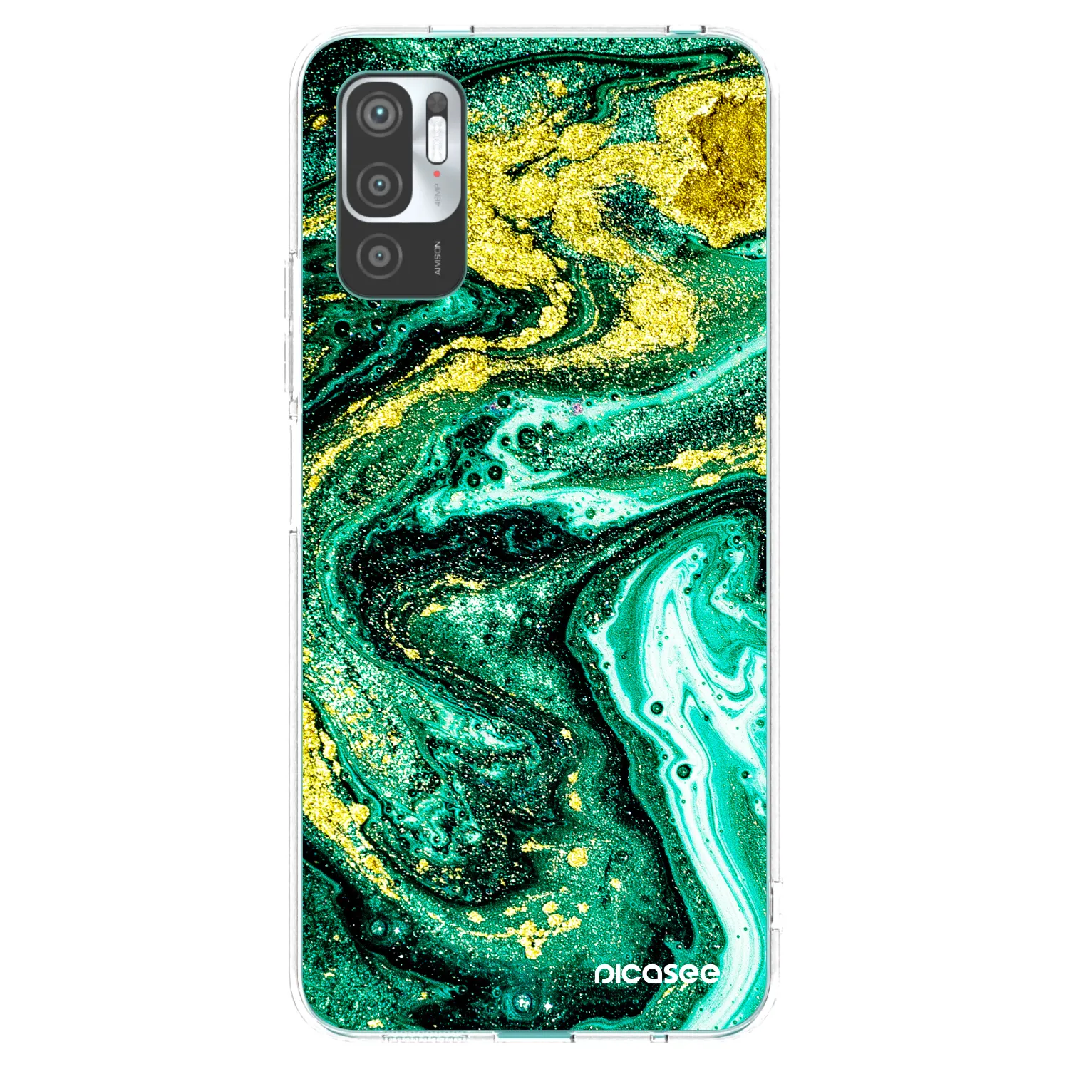 Picasee Xiaomi Redmi Note 10 5G Hülle - Transparentes Silikon - Green Gold