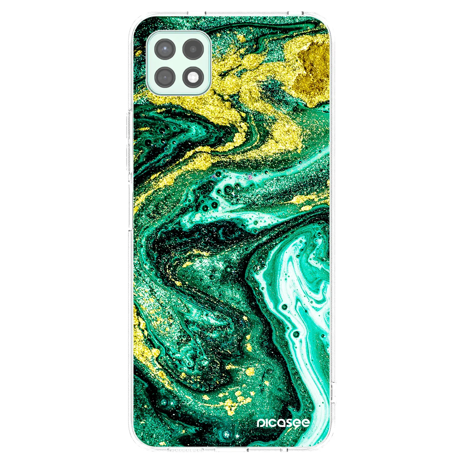 Picasee Samsung Galaxy A22 A226B 5G Hülle - Transparentes Silikon - Green Gold