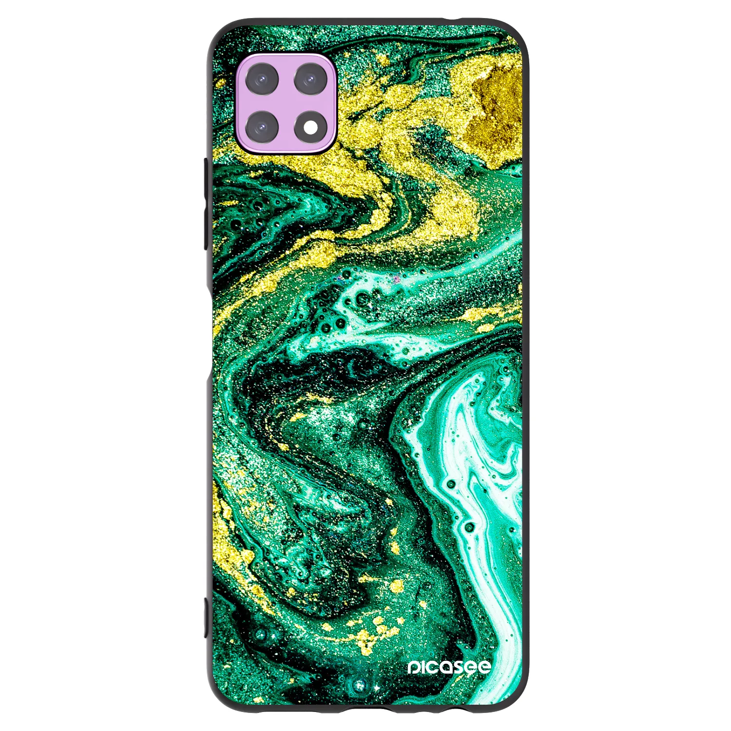 Picasee Samsung Galaxy A22 A226B 5G Hülle - Schwarzes Silikon - Green Gold