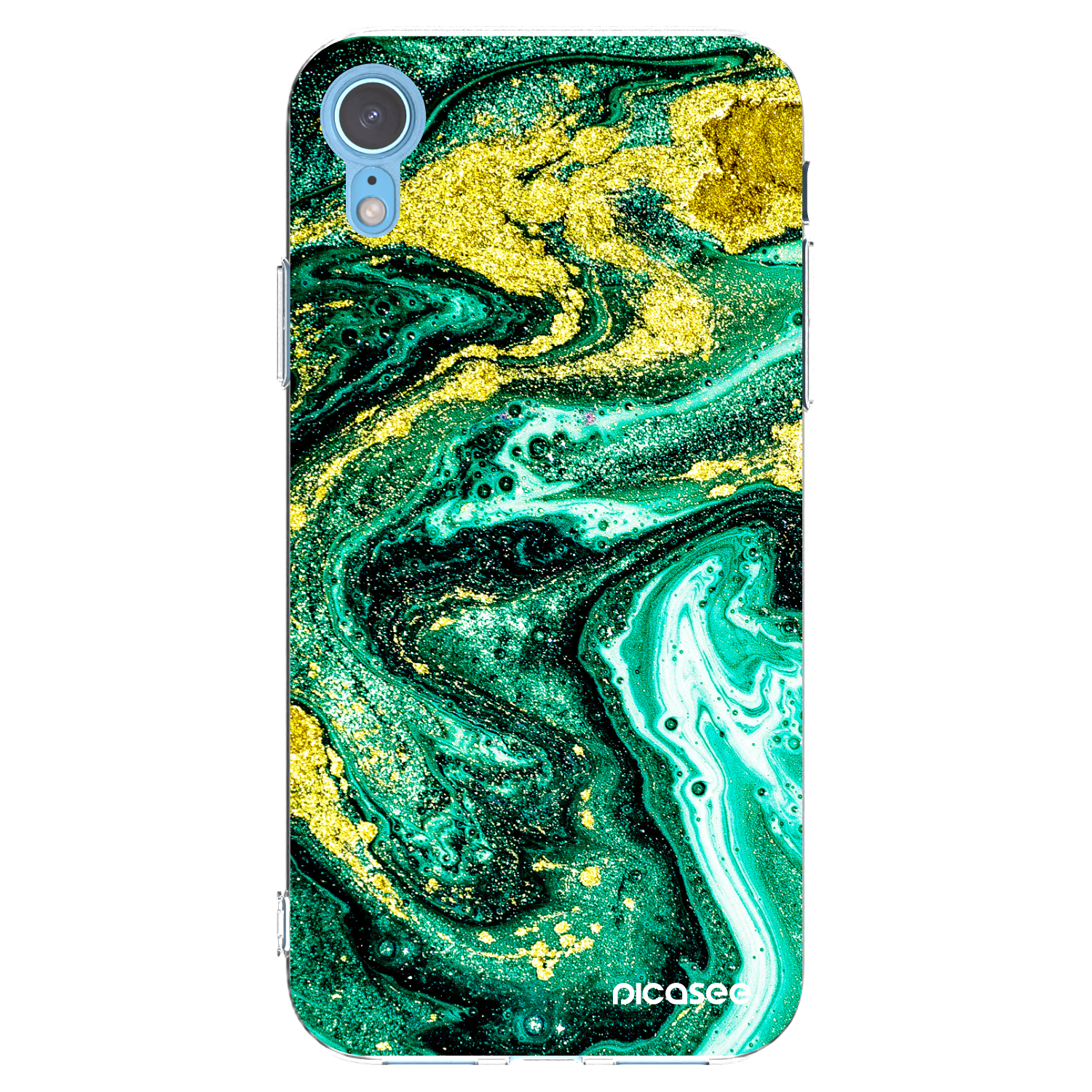 Picasee Apple iPhone XR Hülle - Transparentes Silikon - Green Gold