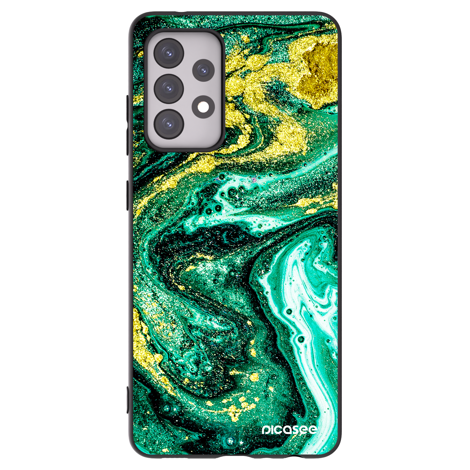 Picasee Samsung Galaxy A52s 5G A528B Hülle - Schwarzes Silikon - Green Gold