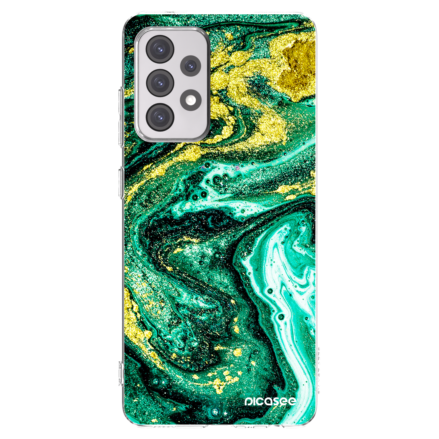 Picasee Samsung Galaxy A52s 5G A528B Hülle - Transparentes Silikon - Green Gold
