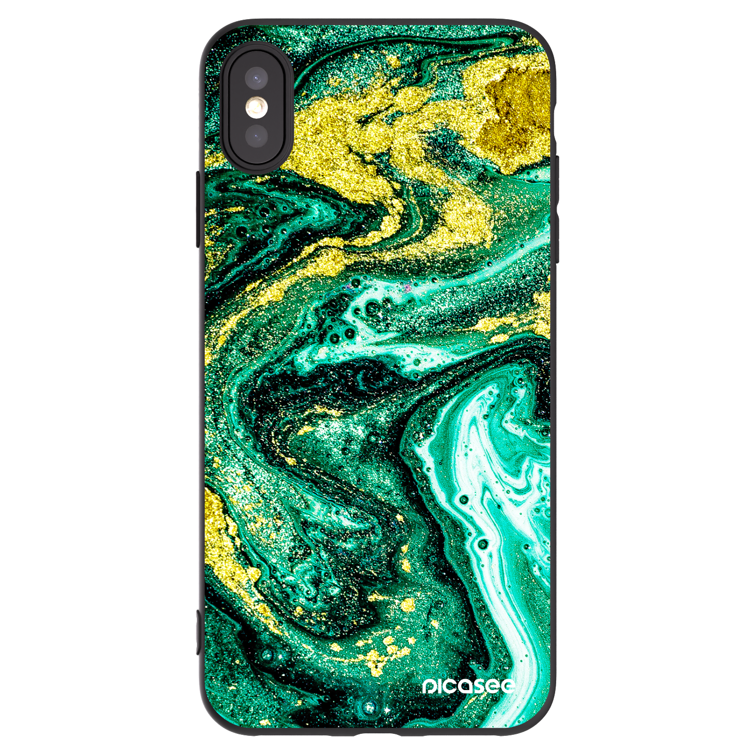 Picasee Apple iPhone XS Max Hülle - Schwarzes Silikon - Green Gold