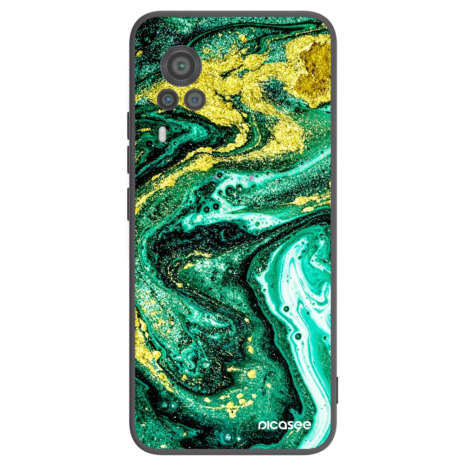 Picasee Vivo X60 Pro 5G Hülle - Schwarzes Silikon - Green Gold