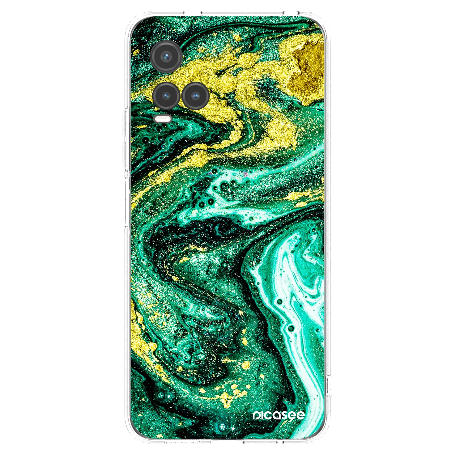 Picasee Vivo Y33s Hülle - Transparentes Silikon - Green Gold