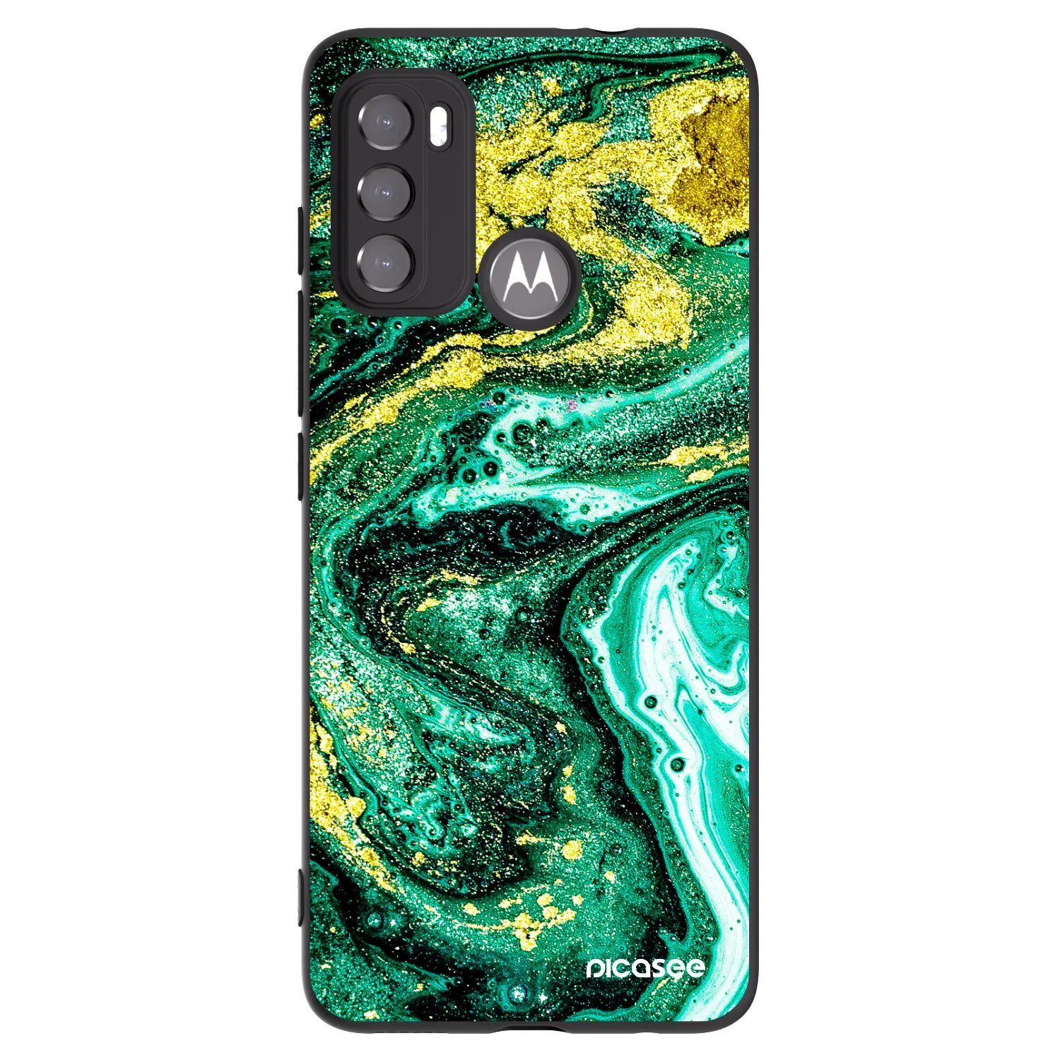 Picasee Motorola Moto G60 Hülle - Schwarzes Silikon - Green Gold