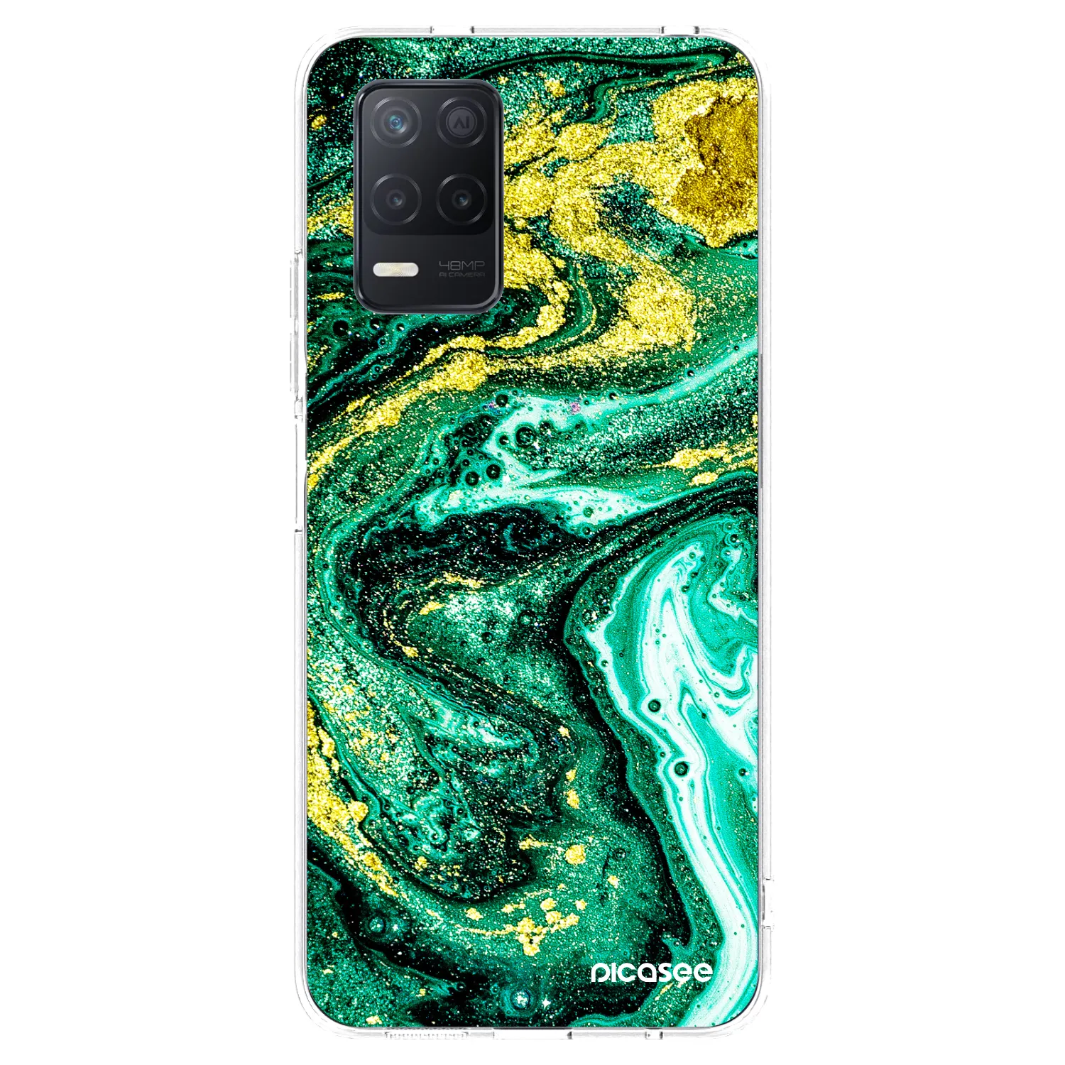 Picasee Realme 8 5G Hülle - Transparentes Silikon - Green Gold