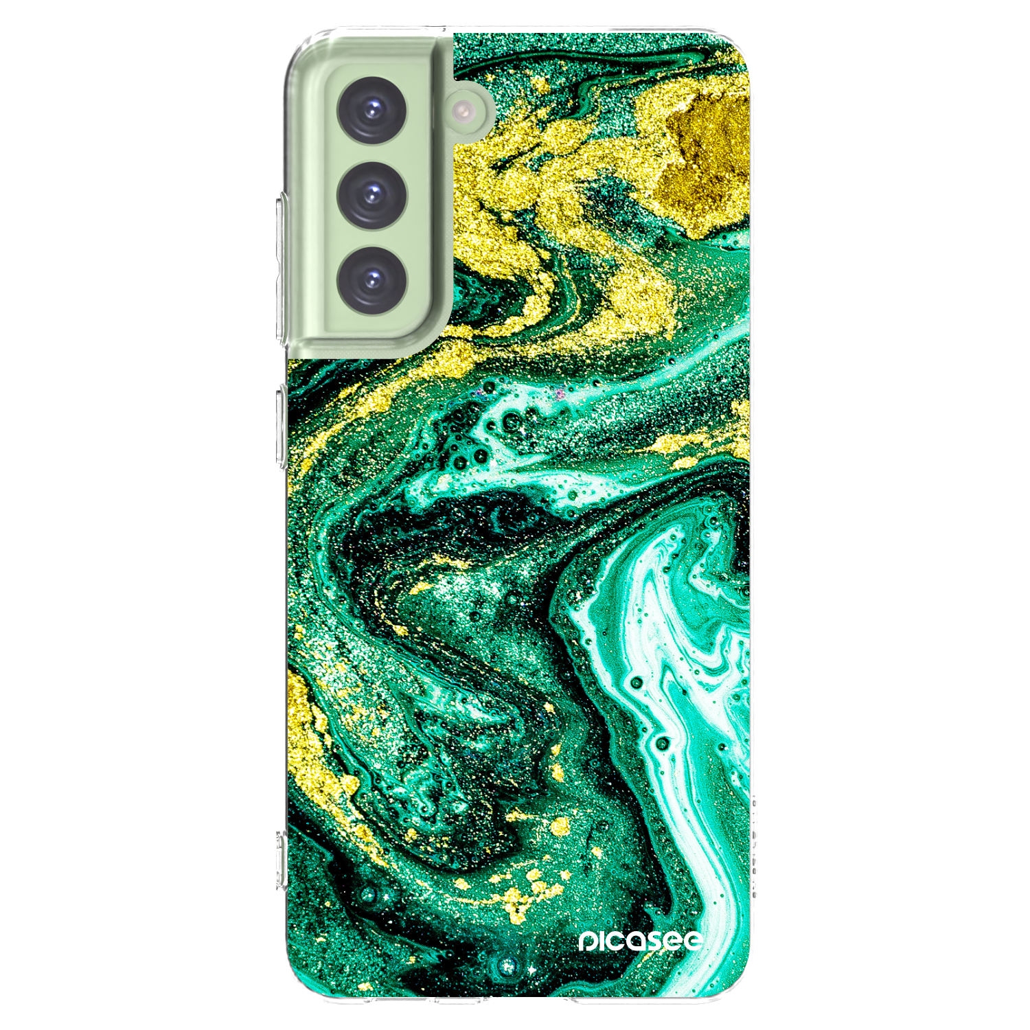 Picasee Samsung Galaxy S21 FE 5G Hülle - Transparentes Silikon - Green Gold