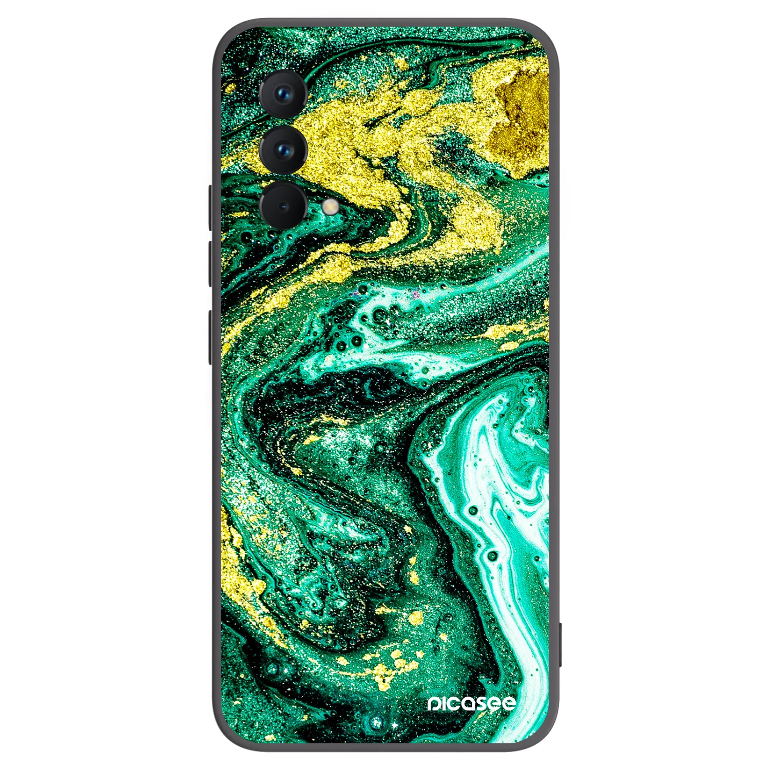 Picasee Realme GT Master Edition 5G Hülle - Schwarzes Silikon - Green Gold