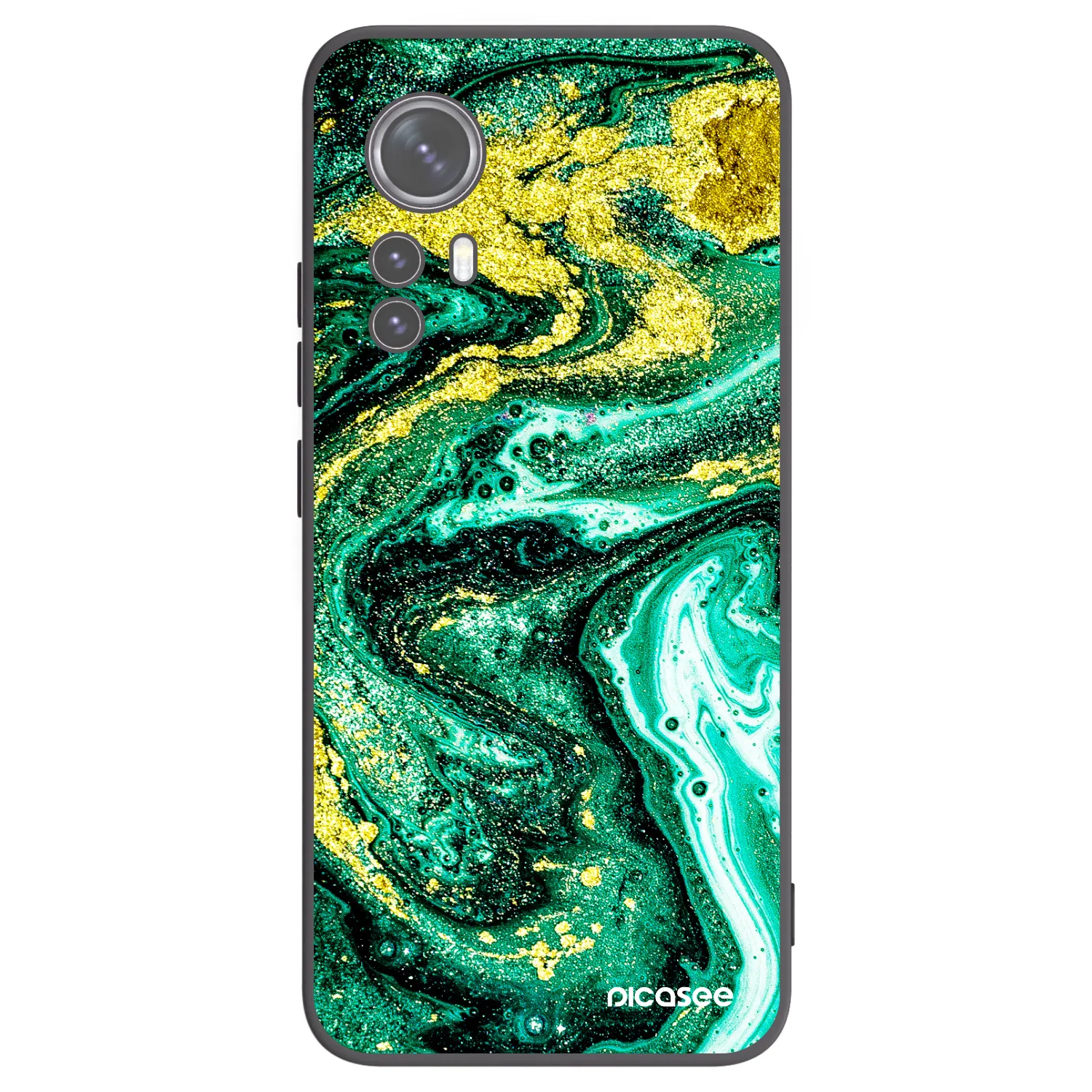 Picasee Xiaomi 12 Hülle - Schwarzes Silikon - Green Gold