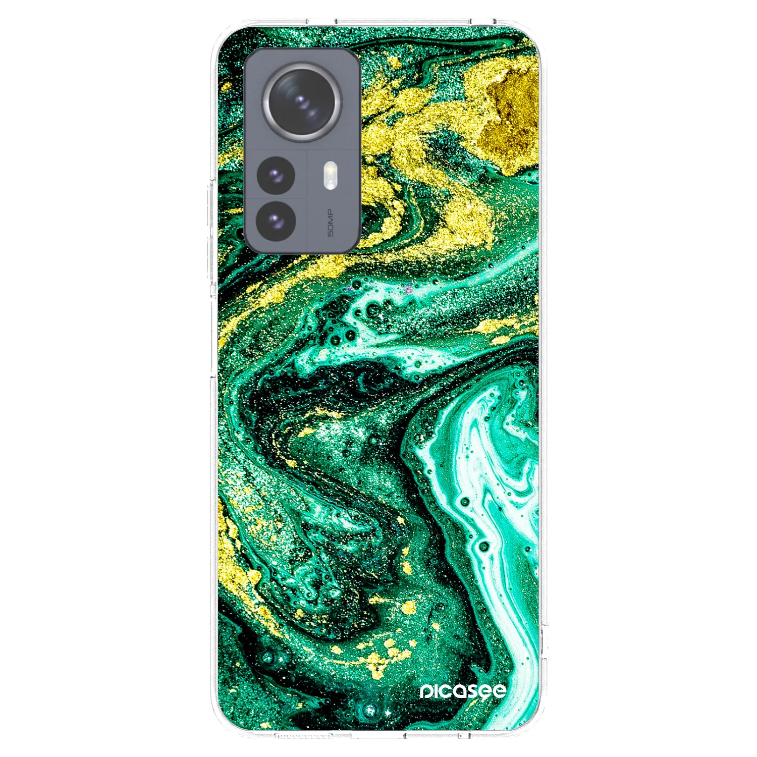 Picasee Xiaomi 12 Pro Hülle - Transparentes Silikon - Green Gold