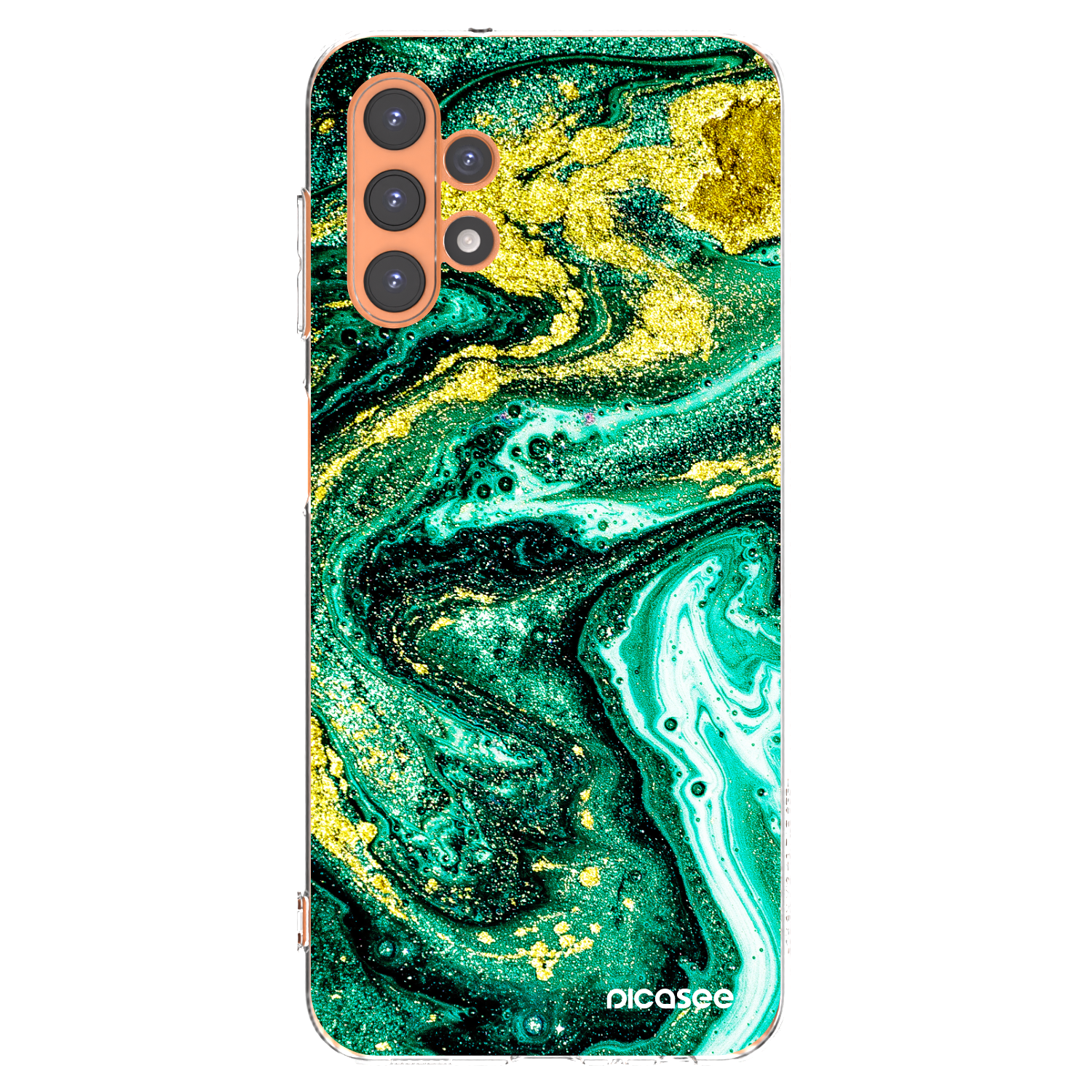 Picasee Samsung Galaxy A13 4G A135 Hülle - Transparentes Silikon - Green Gold