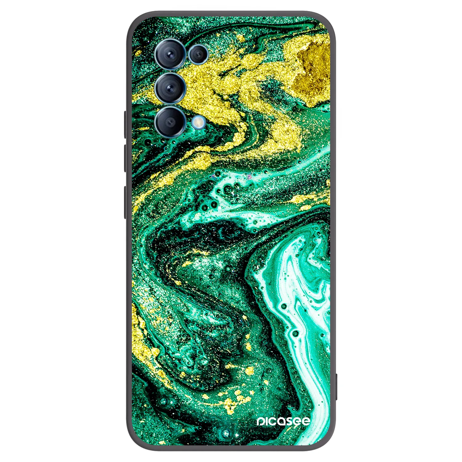 Picasee OPPO Reno 5 5G Hülle - Schwarzes Silikon - Green Gold