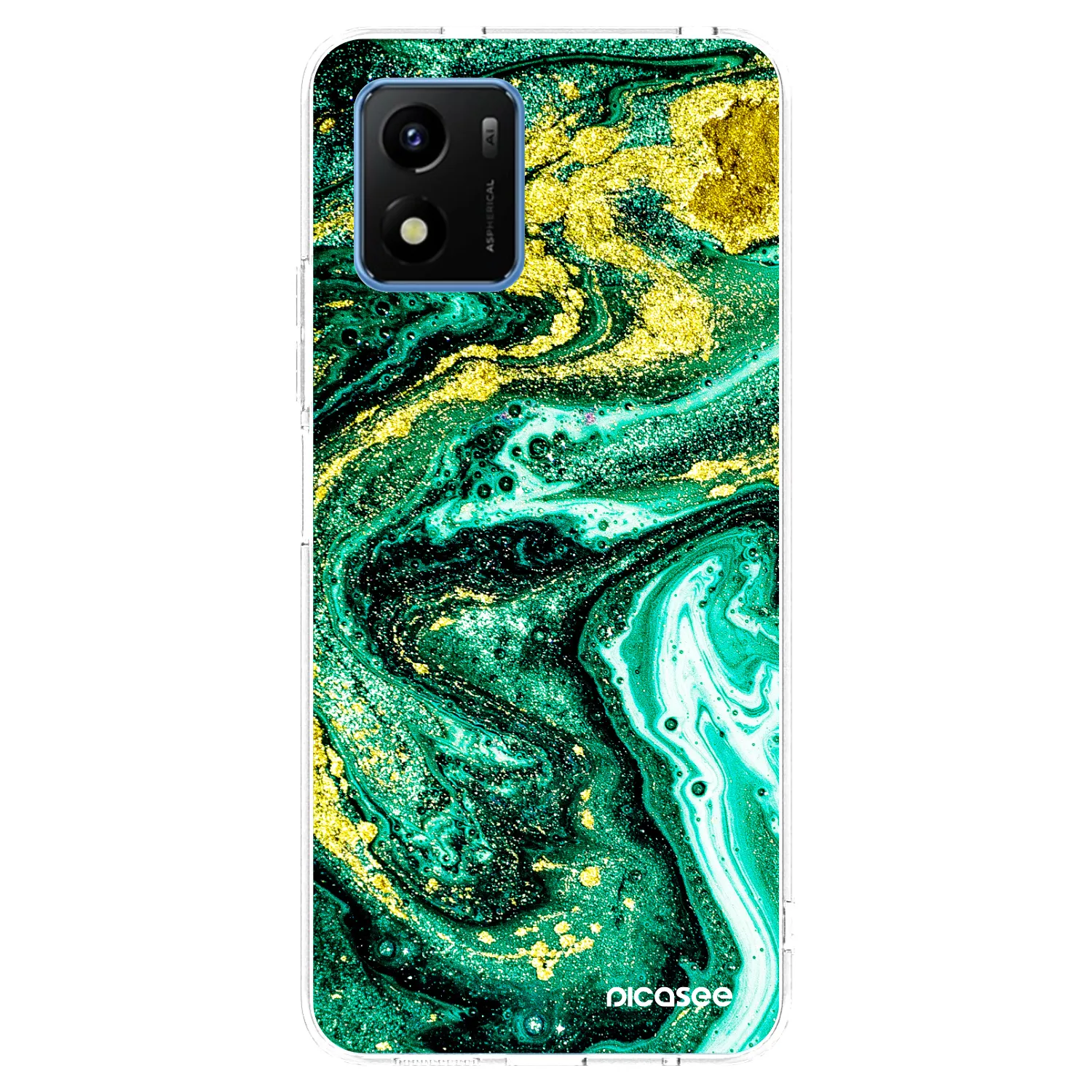 Picasee Vivo Y01 Hülle - Transparentes Silikon - Green Gold