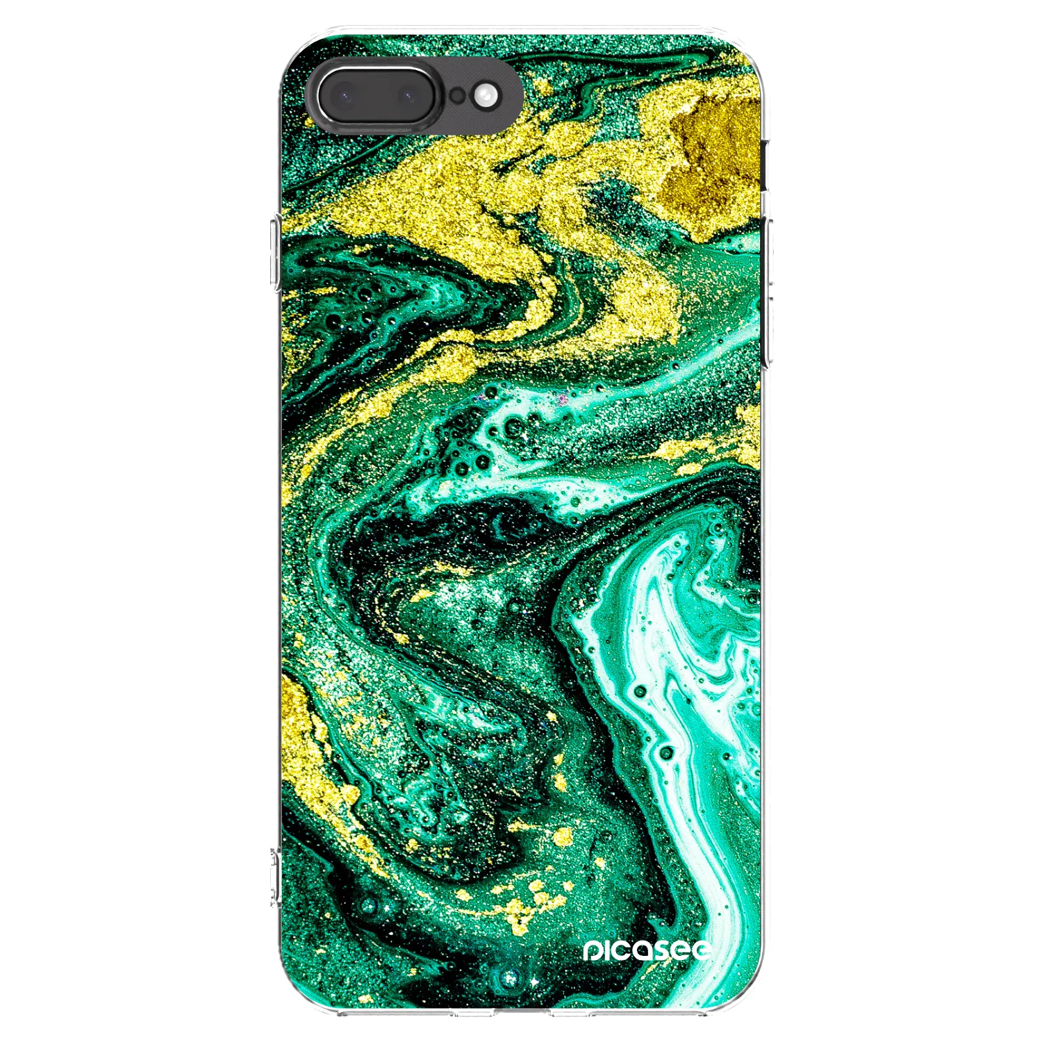 Picasee Apple iPhone 8 Plus Hülle - Transparentes Silikon - Green Gold