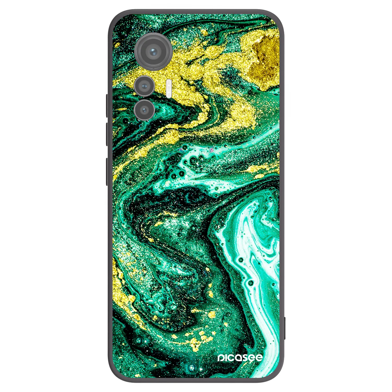 Picasee Xiaomi 12 Lite Hülle - Schwarzes Silikon - Green Gold