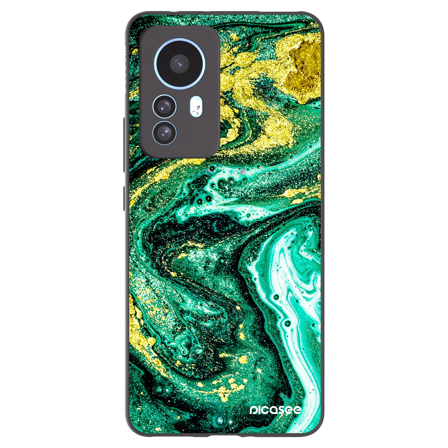 Picasee Xiaomi 12T Pro Hülle - Schwarzes Silikon - Green Gold