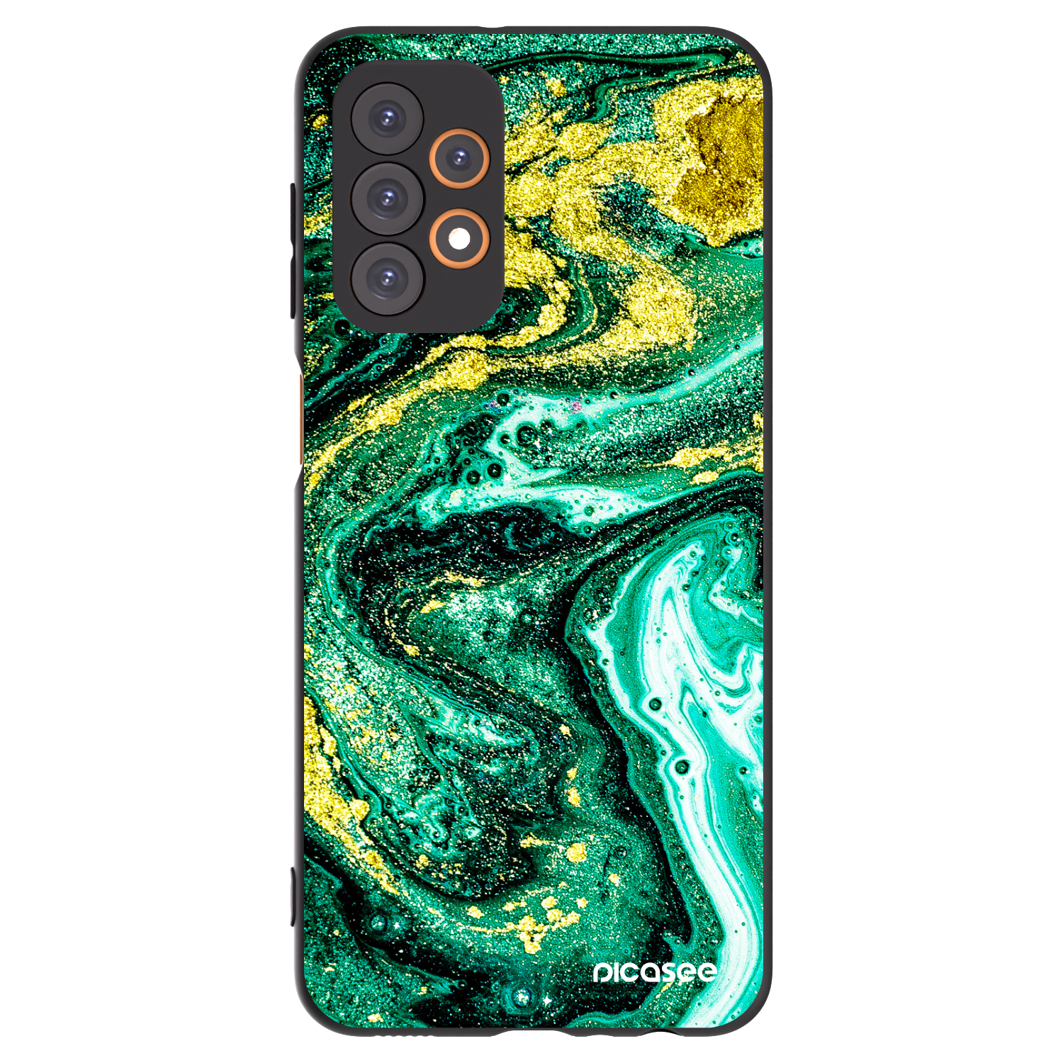 Picasee Samsung Galaxy A23 A235F 4G Hülle - Schwarzes Silikon - Green Gold