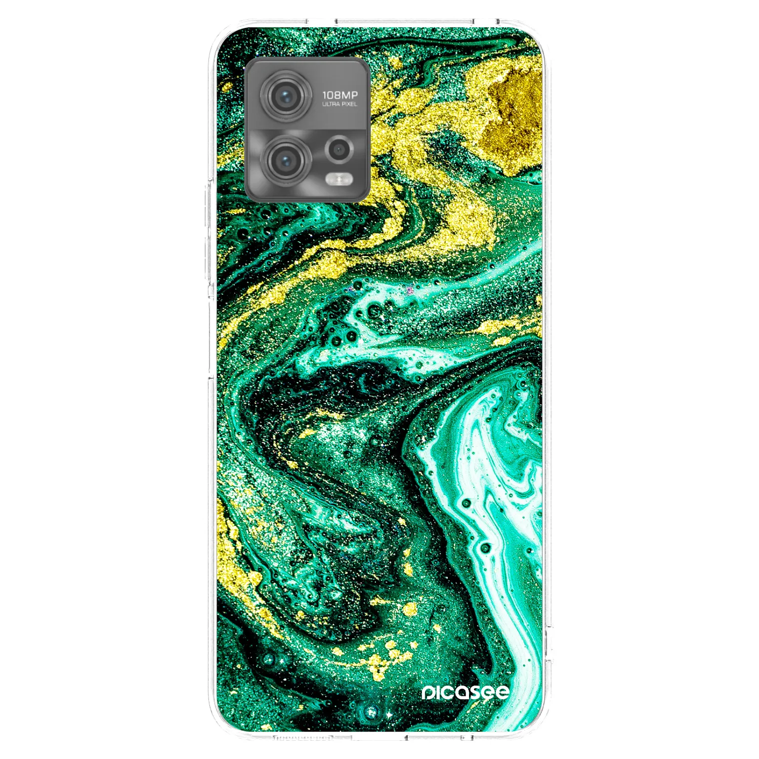 Picasee Motorola Moto G72 Hülle - Transparentes Silikon - Green Gold