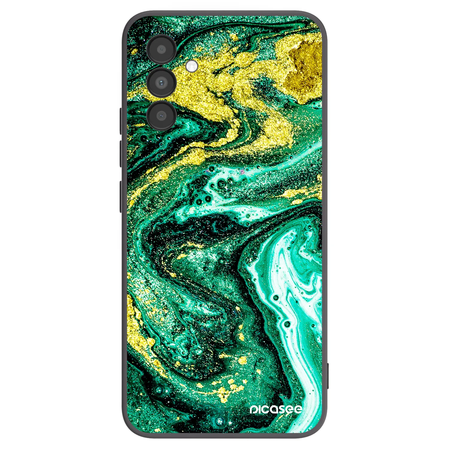 Picasee Samsung Galaxy A04s A047F Hülle - Schwarzes Silikon - Green Gold