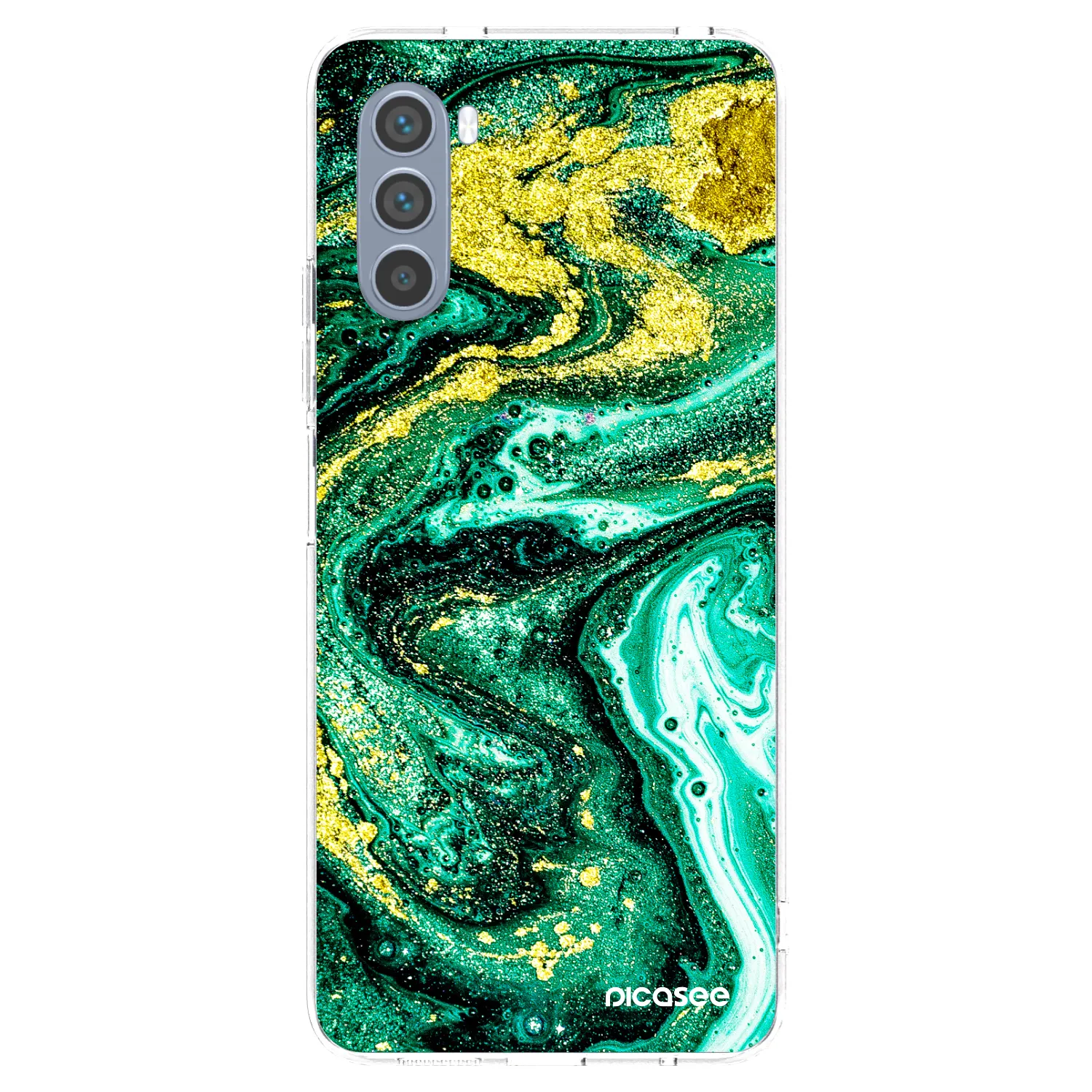 Picasee Motorola Moto G62 Hülle - Transparentes Silikon - Green Gold