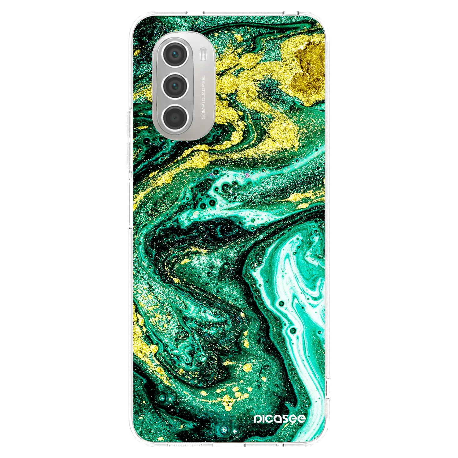 Picasee Motorola Moto G51 Hülle - Transparentes Silikon - Green Gold