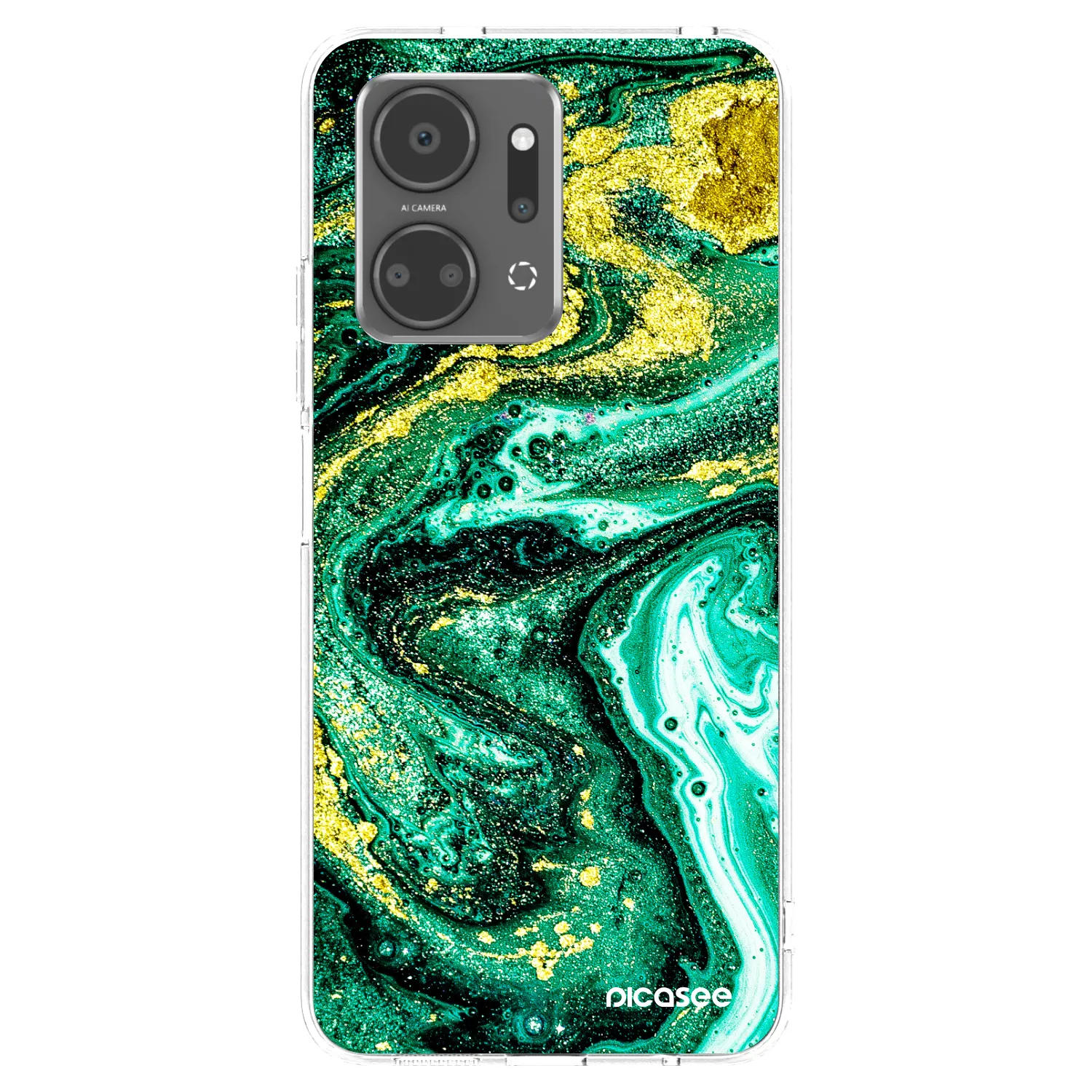 Picasee Honor X7a Hülle - Transparentes Silikon - Green Gold