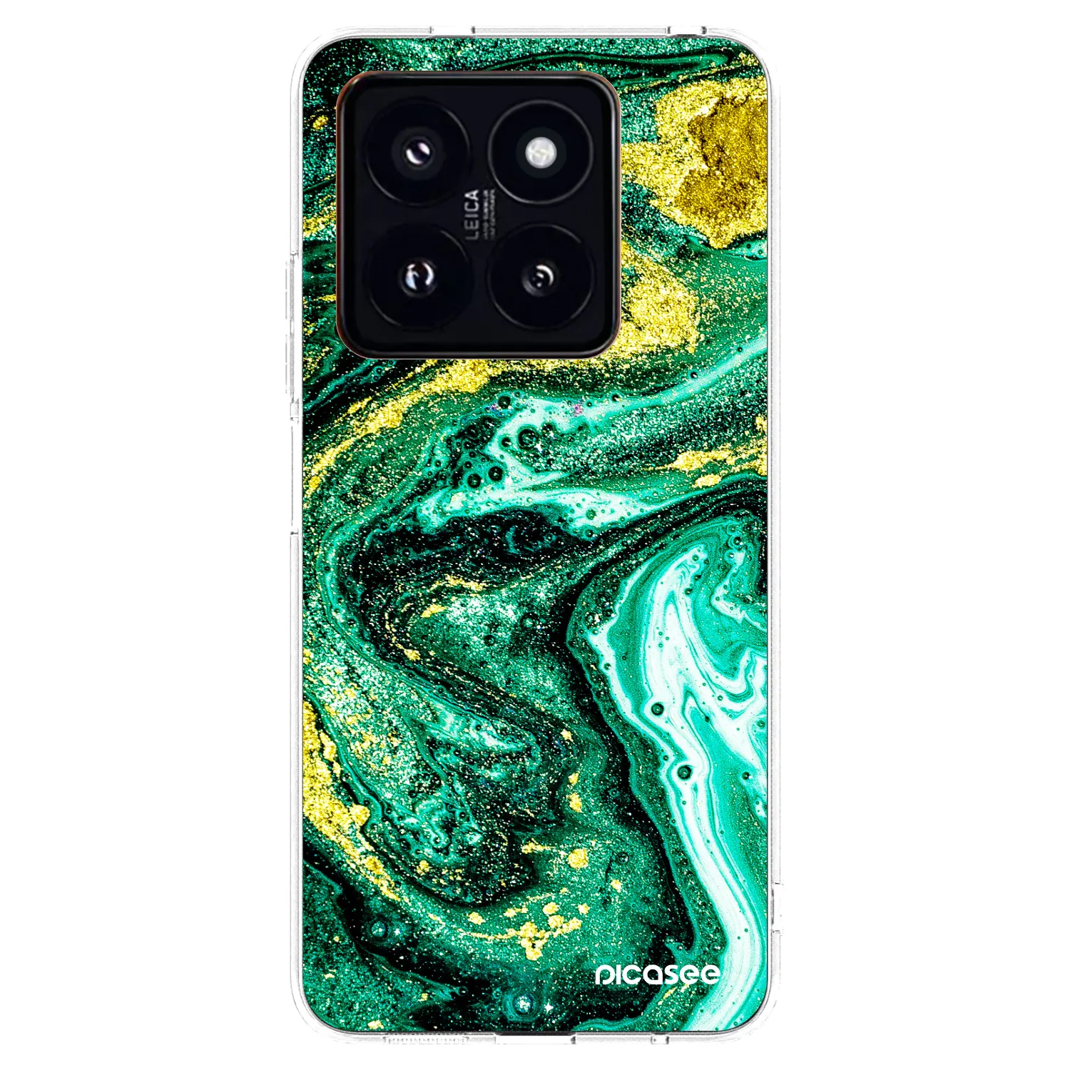Picasee Xiaomi 14 Pro Hülle - Transparentes Silikon - Green Gold